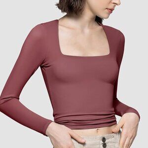 Double Lined Square Neck Long Sleeve